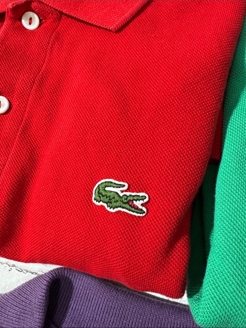 (Lot of 3) Lacoste mens 5 L Large red purple green classic polo shirt bundle EUC - Picture 8 of 10